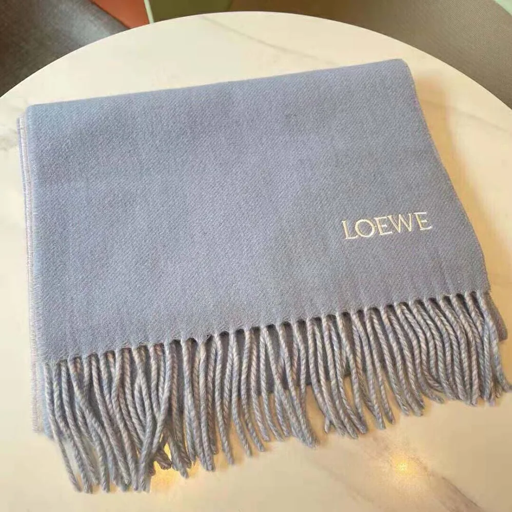 Loewe Scarf in Wool and Cashmere for Unisex in Blue Loewe Scarf in Wool and Cashmere for Unisex in Blue