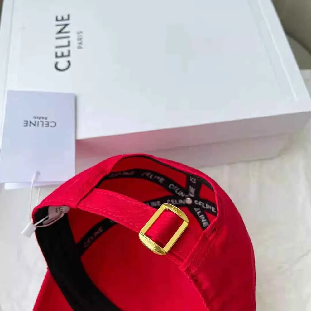 Celine 16 Patch Cotton Baseball Cap for Women in Red