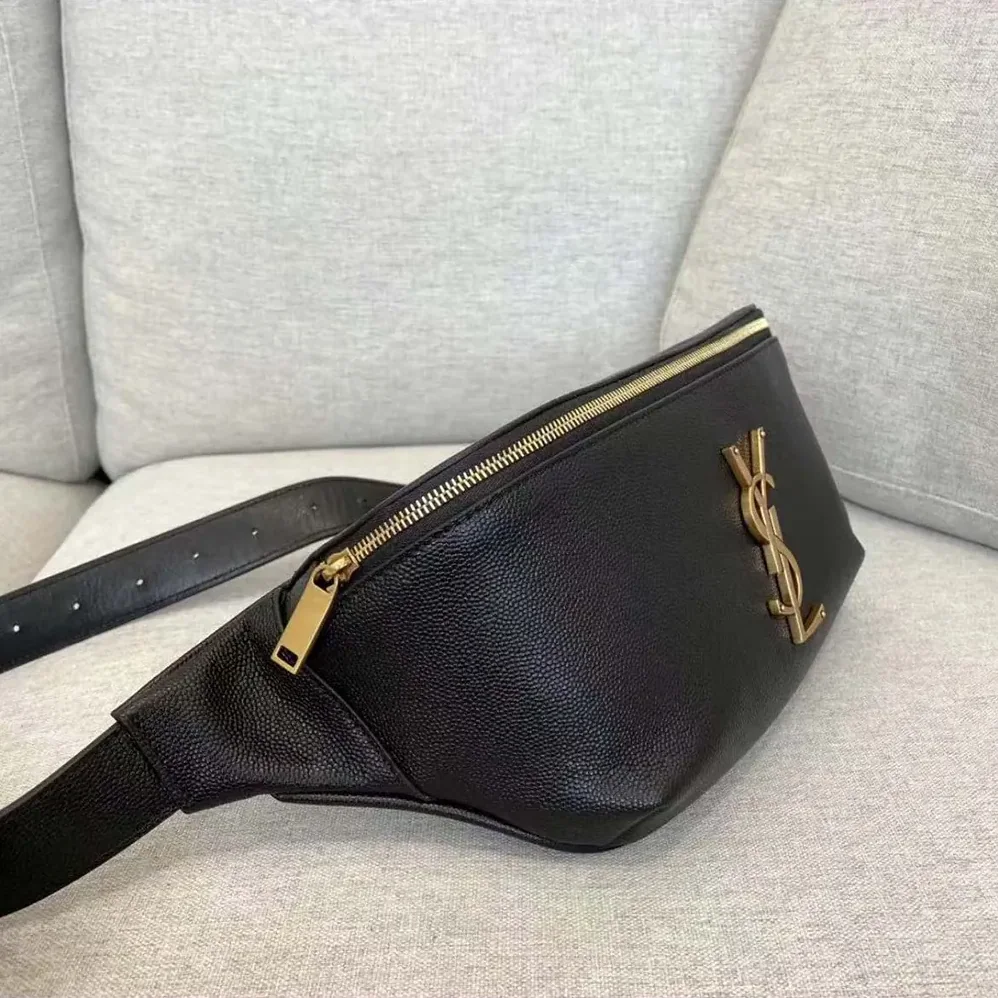Saint Laurent YSL Cassandre Classic Belt Bag in Shiny Leather for Unisex in Black
