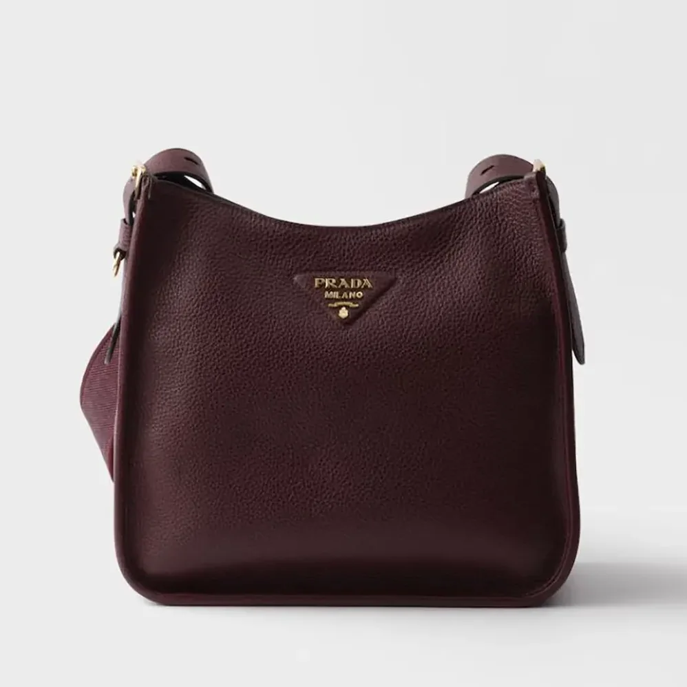 Prada Medium Leather Bag for Women in Burgundy