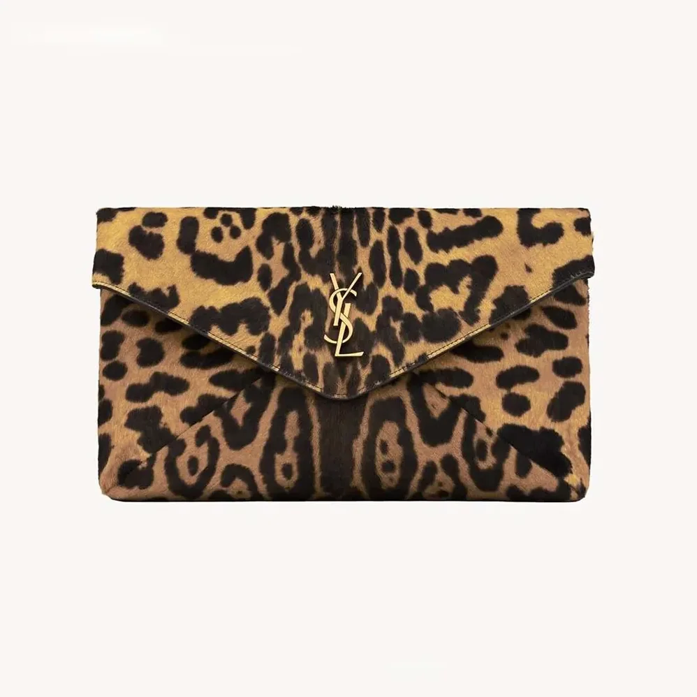 Saint Laurent YSL Cassandre Large Envelope Pouch In Pony Hair Leather 30cm for Women