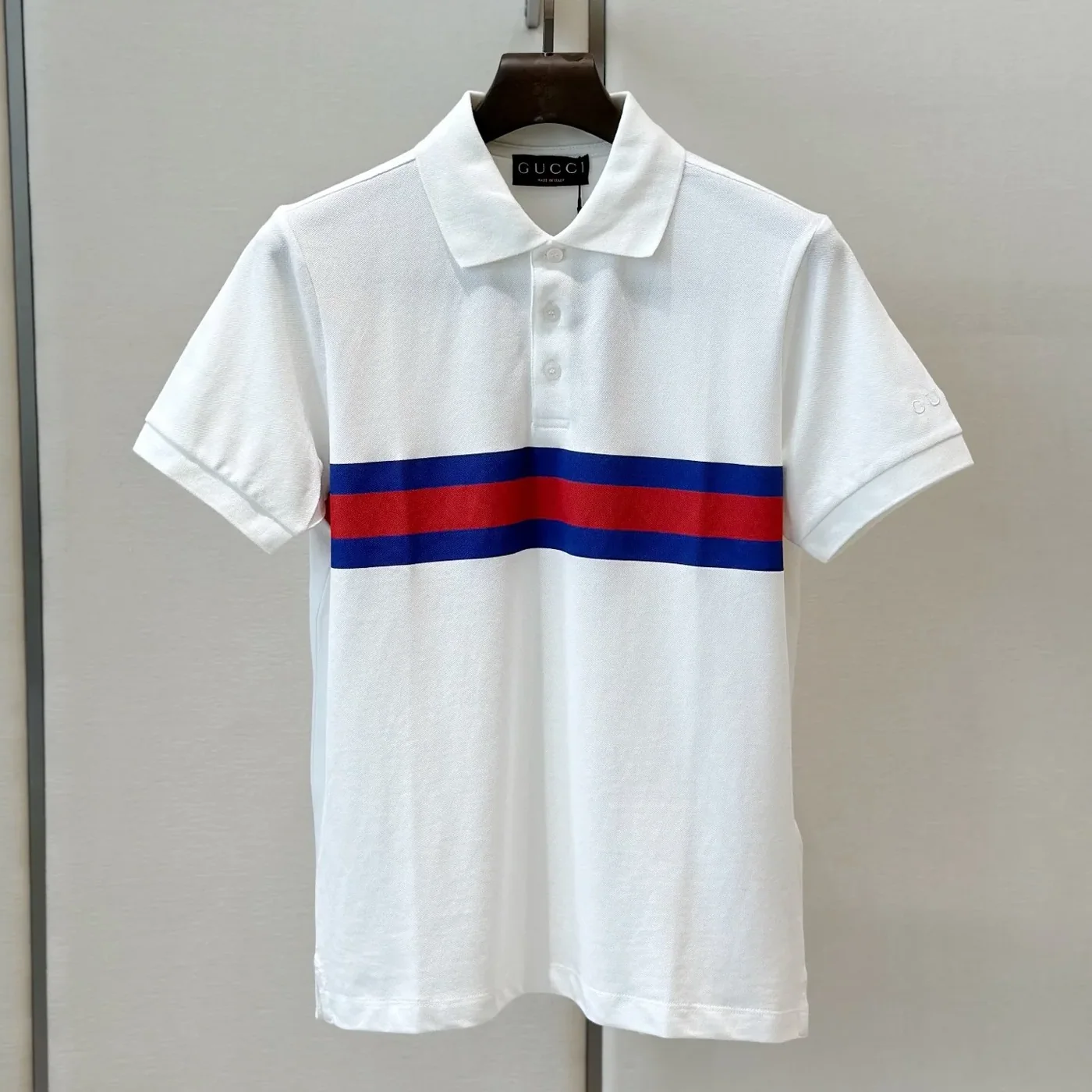 Gucci Web Stripe Pique Polo Shirt White Gucci Web Stripe Pique Polo Shirt White