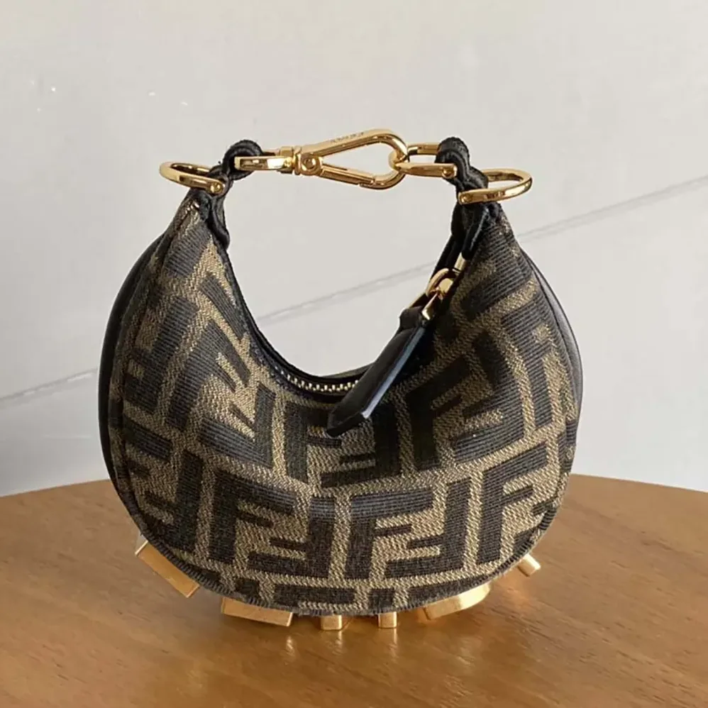 Fendi Nano Fendigraphy Brown Fabric Charm for Women Fendi Nano Fendigraphy Brown Fabric Charm for Women