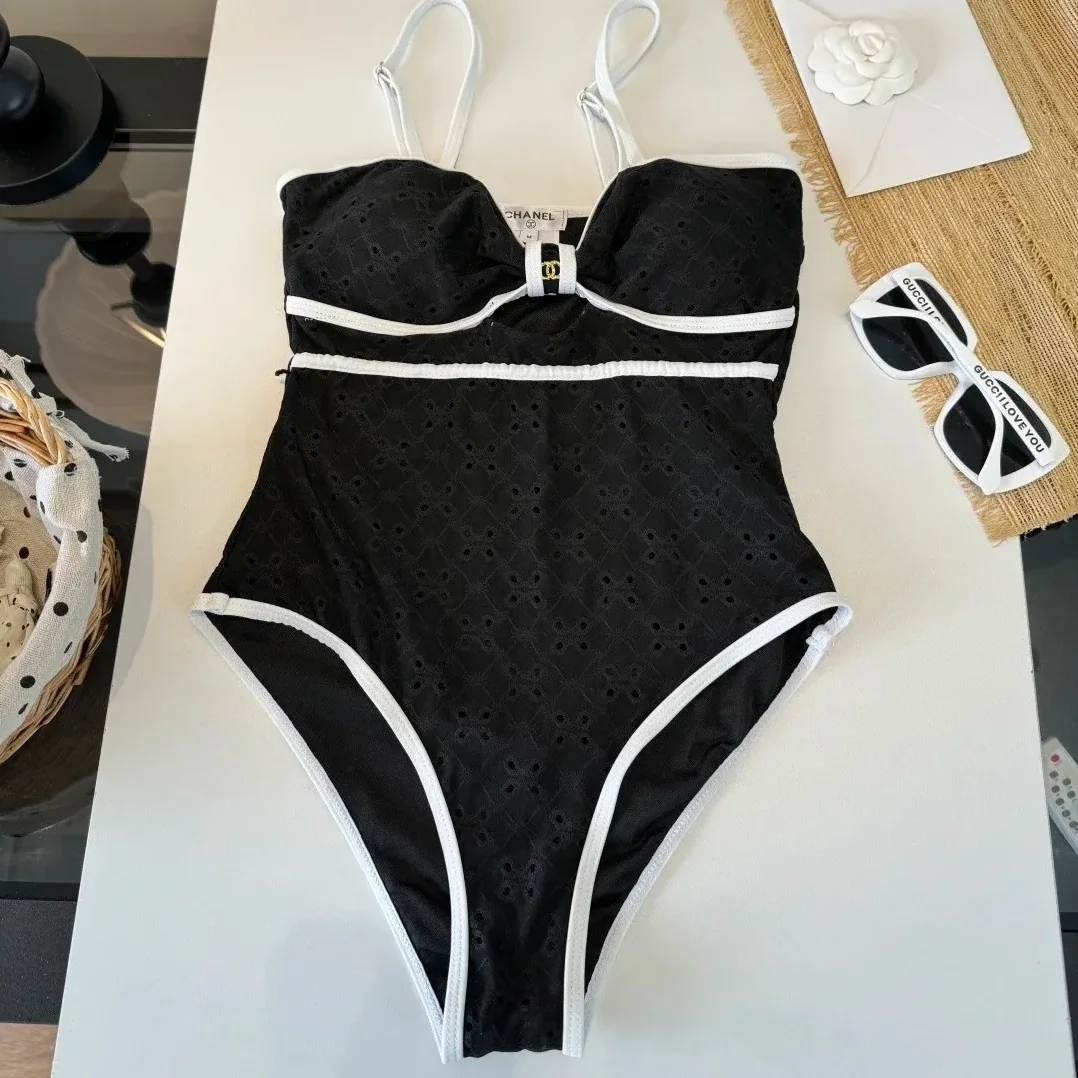 Chanel Cut-Out Interlocking CC One in Piece Swimsuit Black Chanel Cut-Out Interlocking CC One in Piece Swimsuit Black