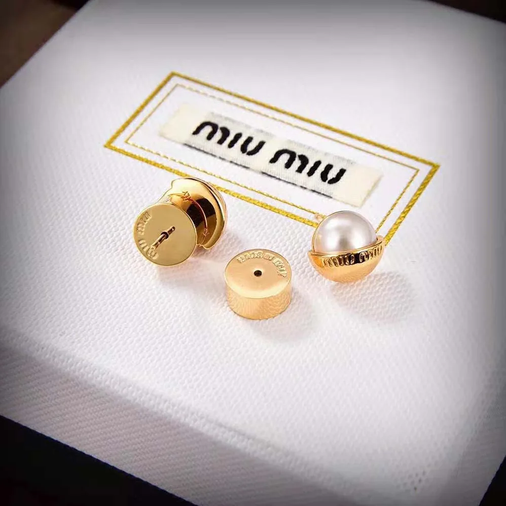 Miu Miu Metal and Pearl Earrings for Women Miu Miu Metal and Pearl Earrings for Women