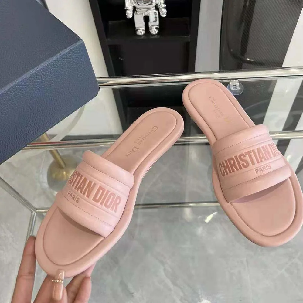 Dior Every-D Slide Pink Embossed Lambskin for Women
