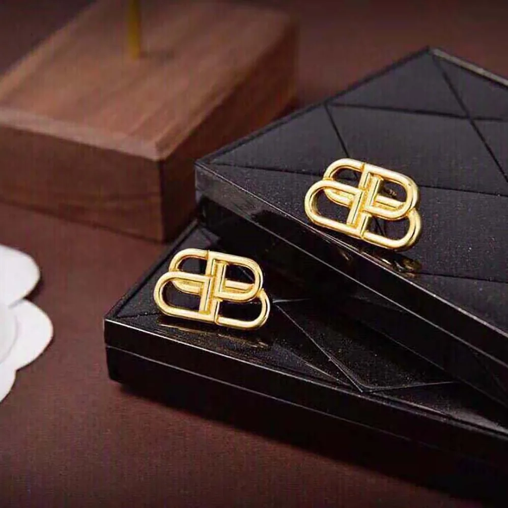 Balenciaga BB S Stud Earrings in Gold Brass for Women Balenciaga BB S Stud Earrings in Gold Brass for Women