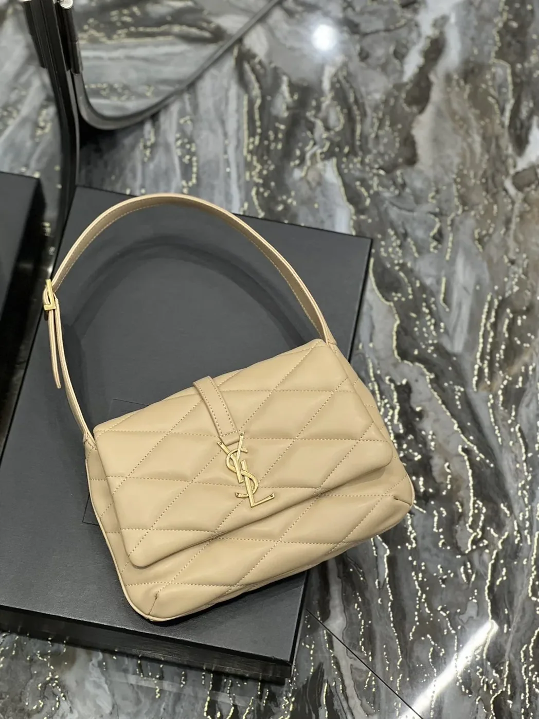 Saint Laurent Le 57 Hobo Shoulder Bag Beige Saint Laurent Le 57 Hobo Shoulder Bag Beige