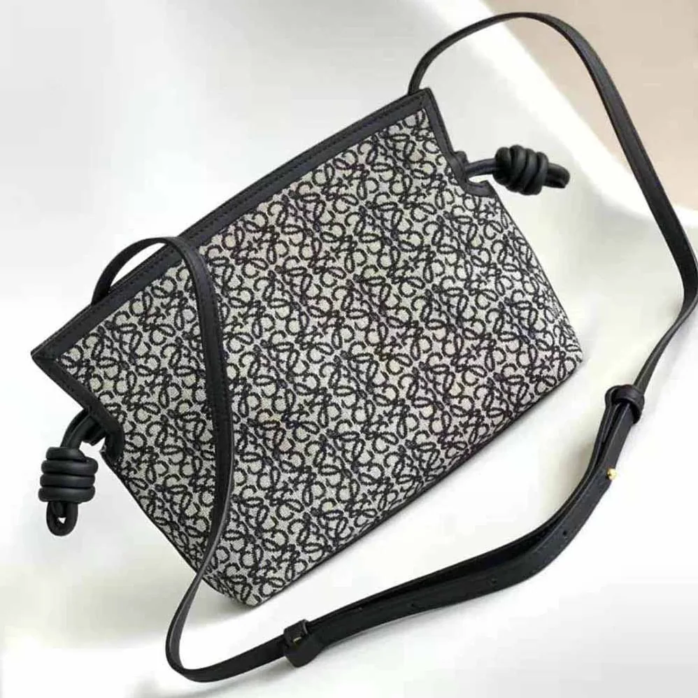 Loewe Mini Flamenco Clutch in Anagram Jacquard and Calfskin for Women in Black