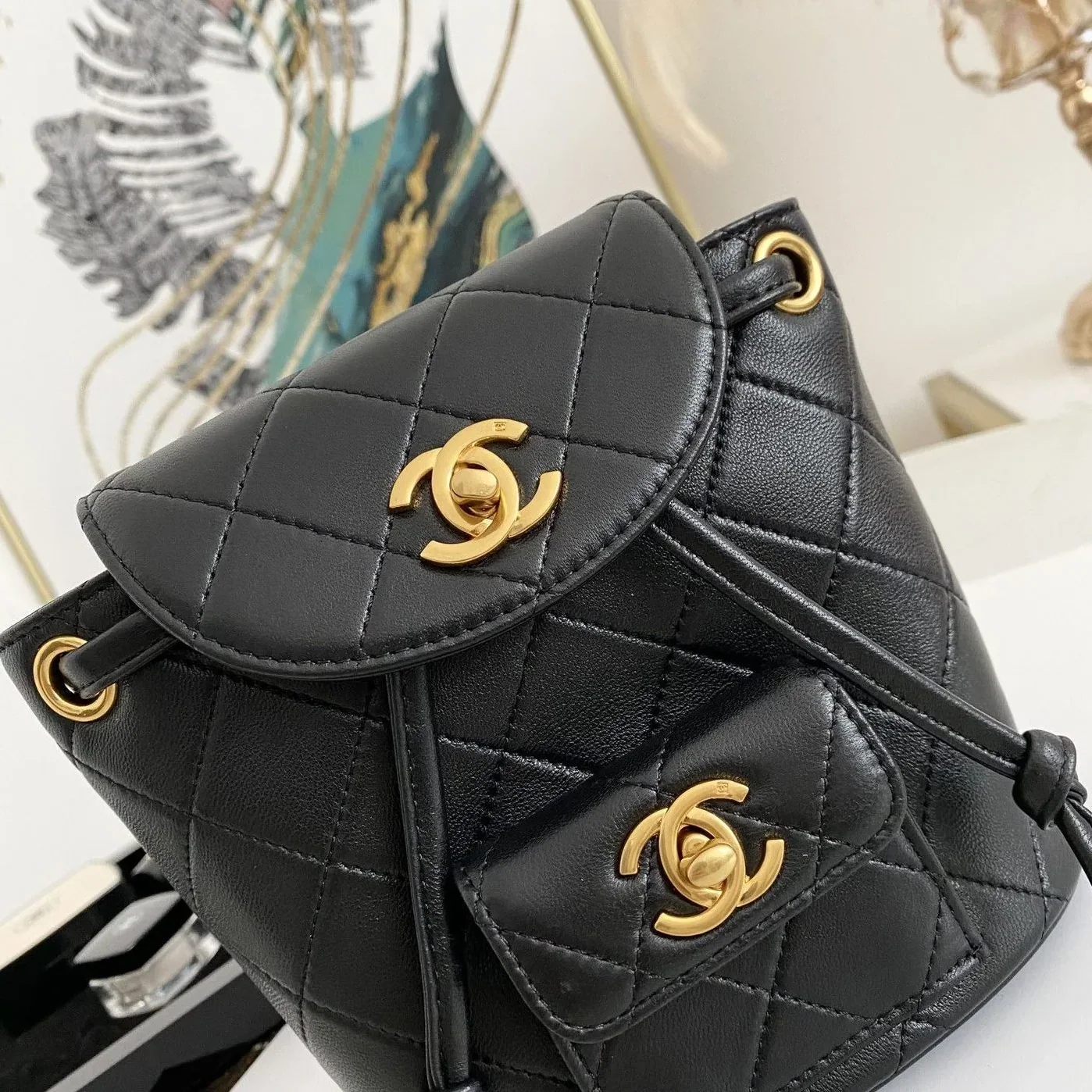 Chanel Small Vintage Duma Backpack Black / Chanel Small Vintage Duma Backpack Black /