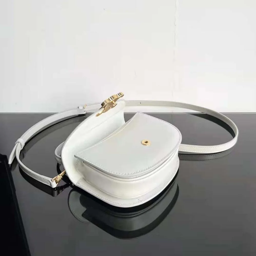 Celine Mini Besace Triomphe in Shiny Calfskin for Women in White Celine Mini Besace Triomphe in Shiny Calfskin for Women in White
