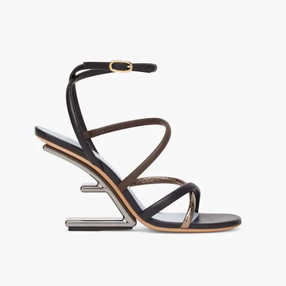 Fendi First Brown Nappa Leather High for Women in Heeled Sandals Fendi First Brown Nappa Leather High for Women in Heeled Sandals