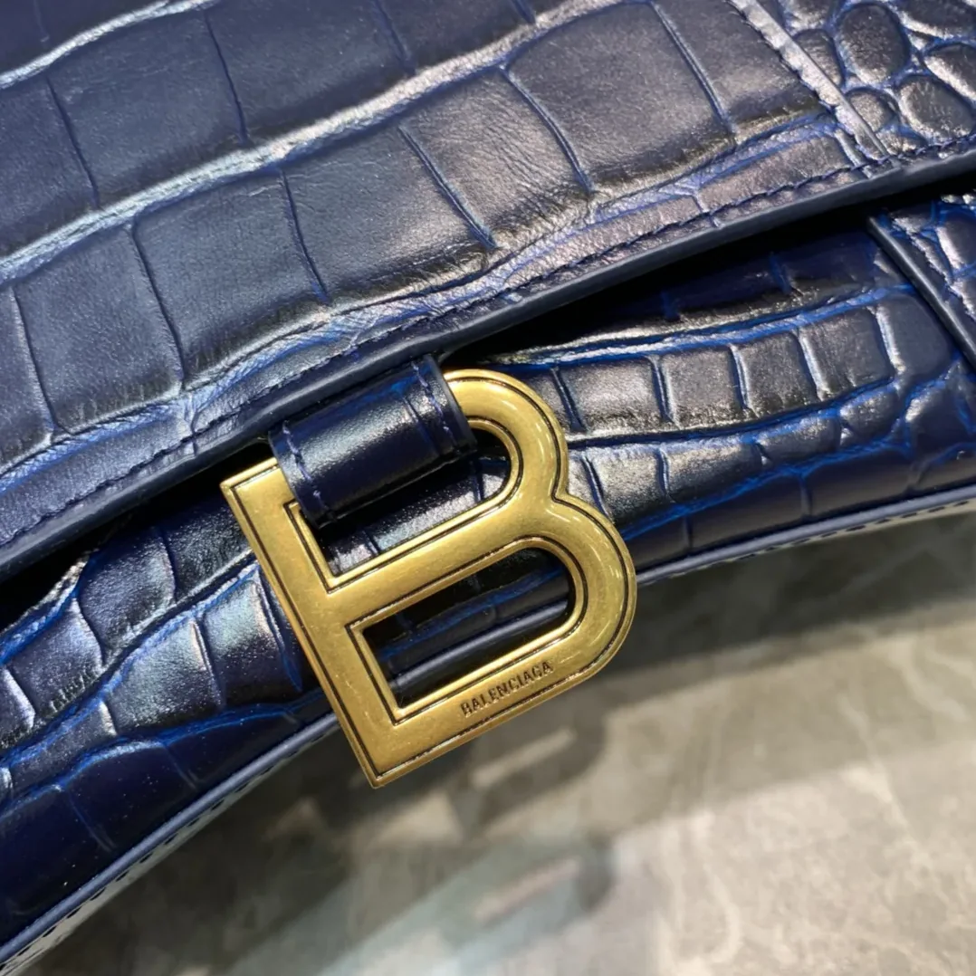 Balenciaga Hourglass Small Handbag In Dark Blue