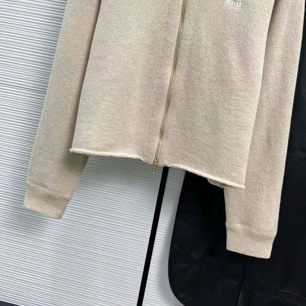 Miu Miu Wool and Cashmere Hoodie Jacket for Women Miu Miu Wool and Cashmere Hoodie Jacket for Women