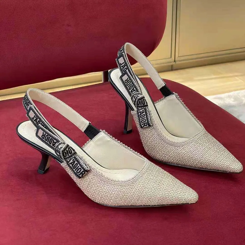 Dior J'Adior Slingback Pump Beige Embroidered Jute Canvas for Women