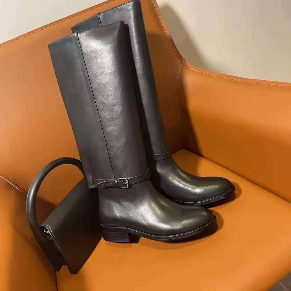 Burberry Leather Boots with a Logo for Women in Embossed Ankle Strap