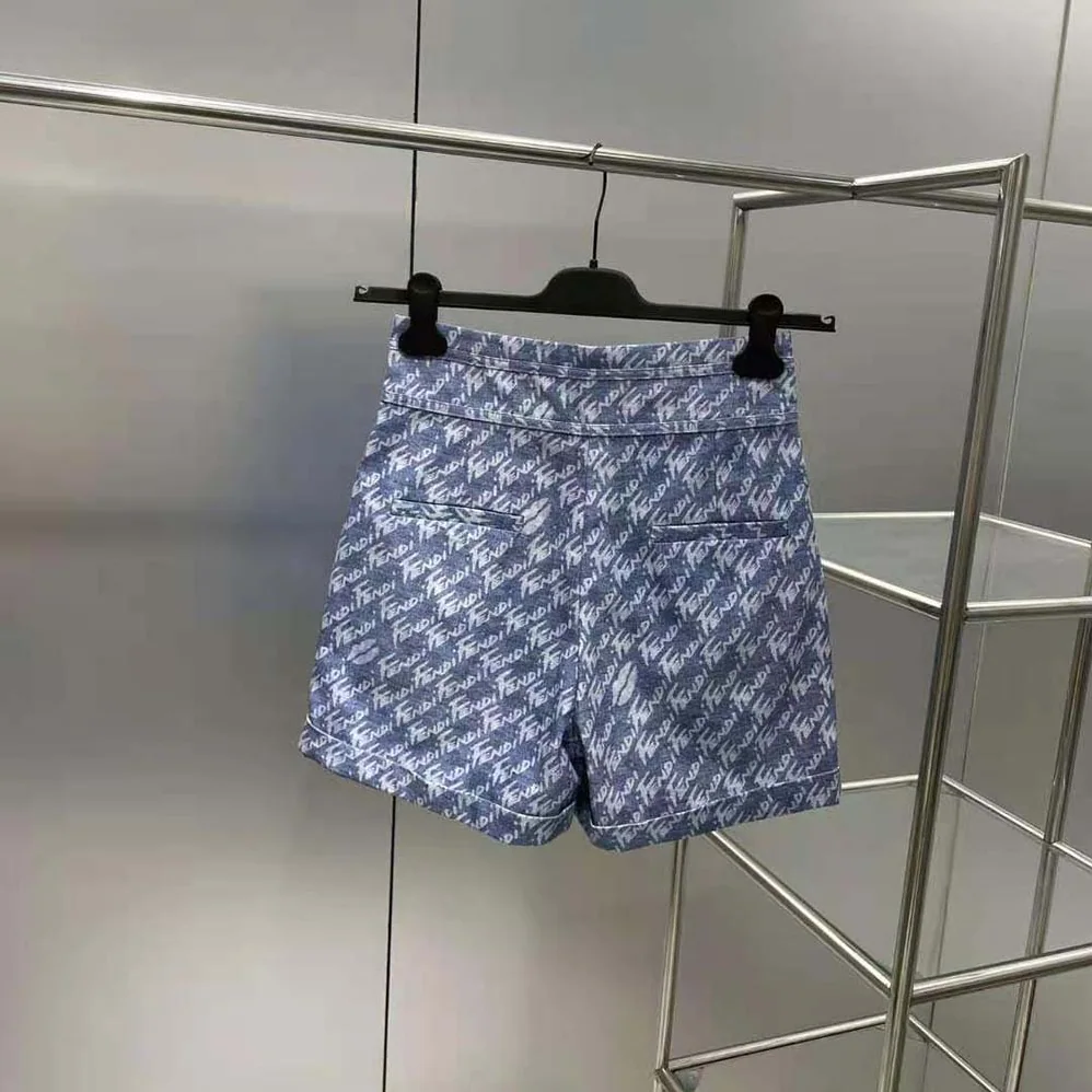 Fendi Light Blue Chambray Shorts for Women