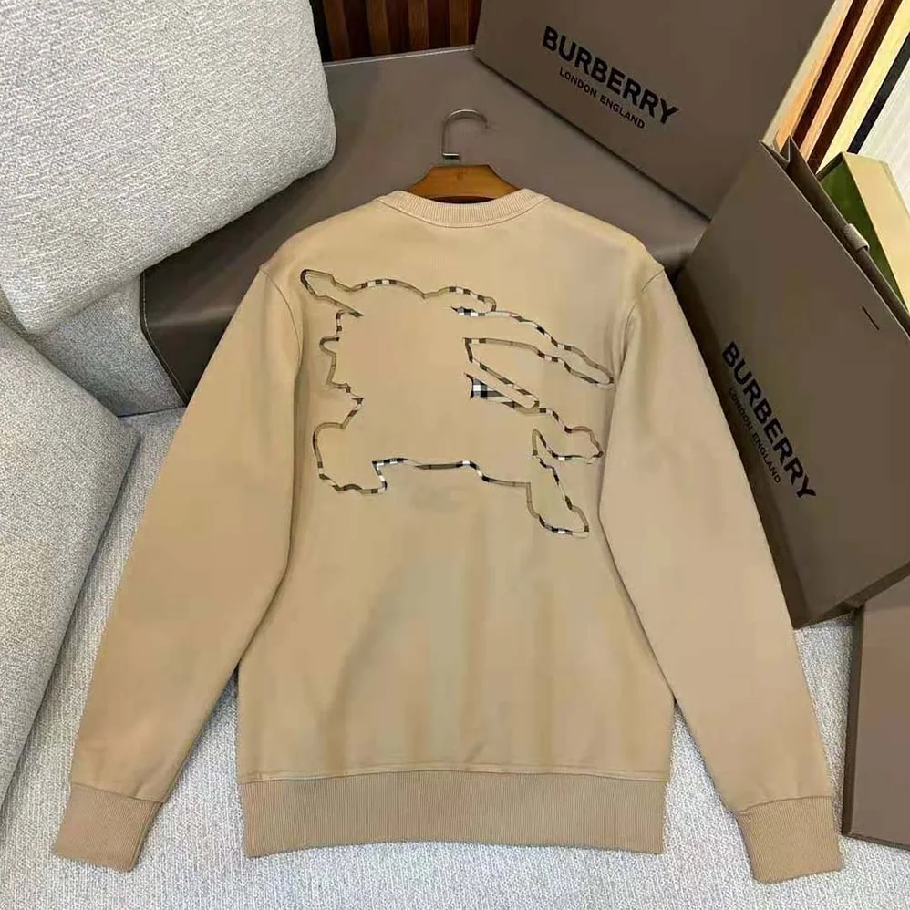 Burberry Check EKD Cotton Sweatshirt for Men in Beige