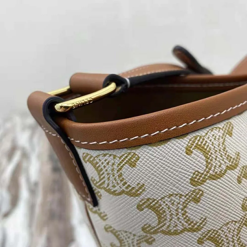 Celine Small Bucket in Triomphe Canvas and Calfskin for Women