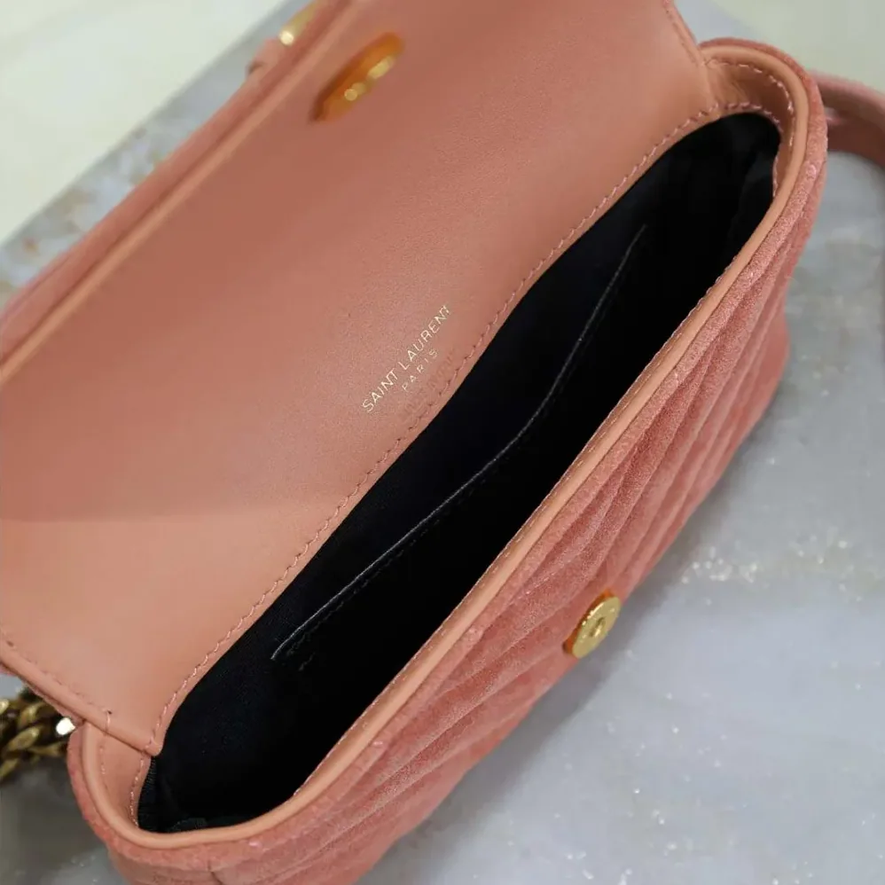 Saint Laurent YSL College Mini in Suede for Women in Pink