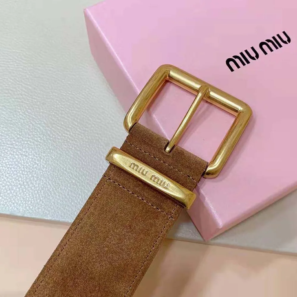 Miu Miu Suede Belt-Brown 5CC589_054_F0401 for Women Miu Miu Suede Belt-Brown 5CC589_054_F0401 for Women