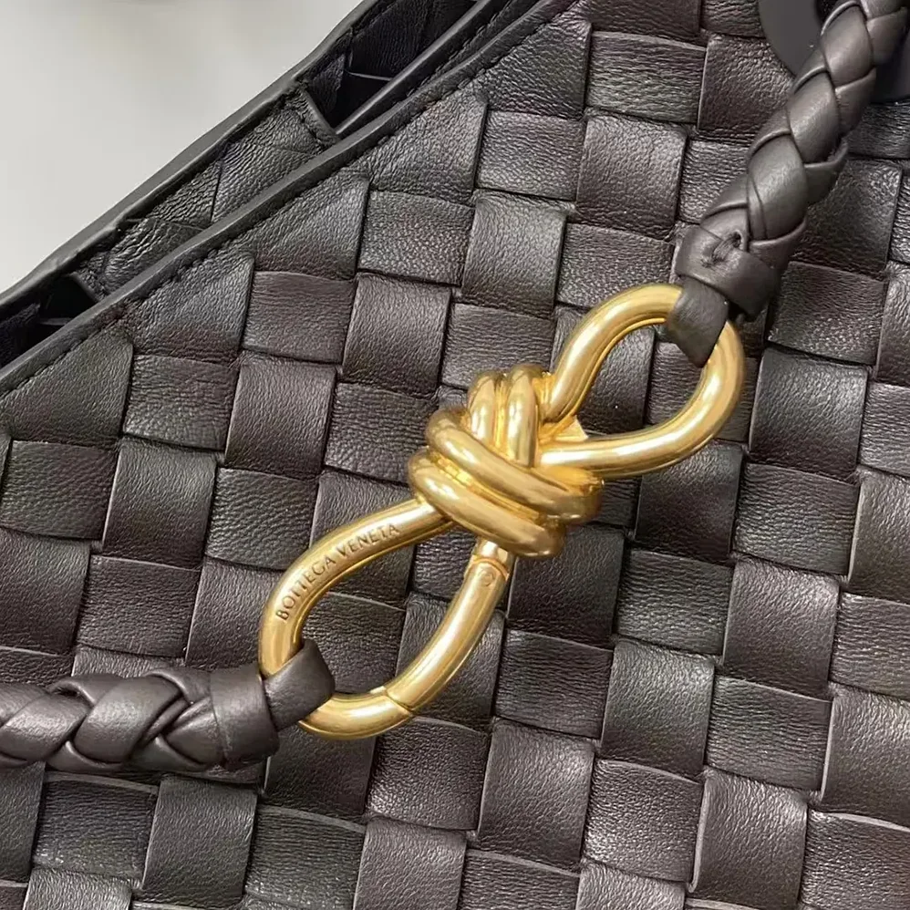 Bottega Veneta Small Andiamo Intrecciato Leather Top Handle Bag for Women in Chocolate Brown