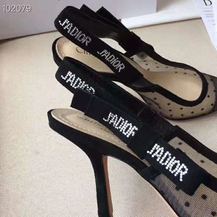 Dior J'adior Pump Dotted Swiss Tulle Rhinestones 10 cm Heel for Women in Black