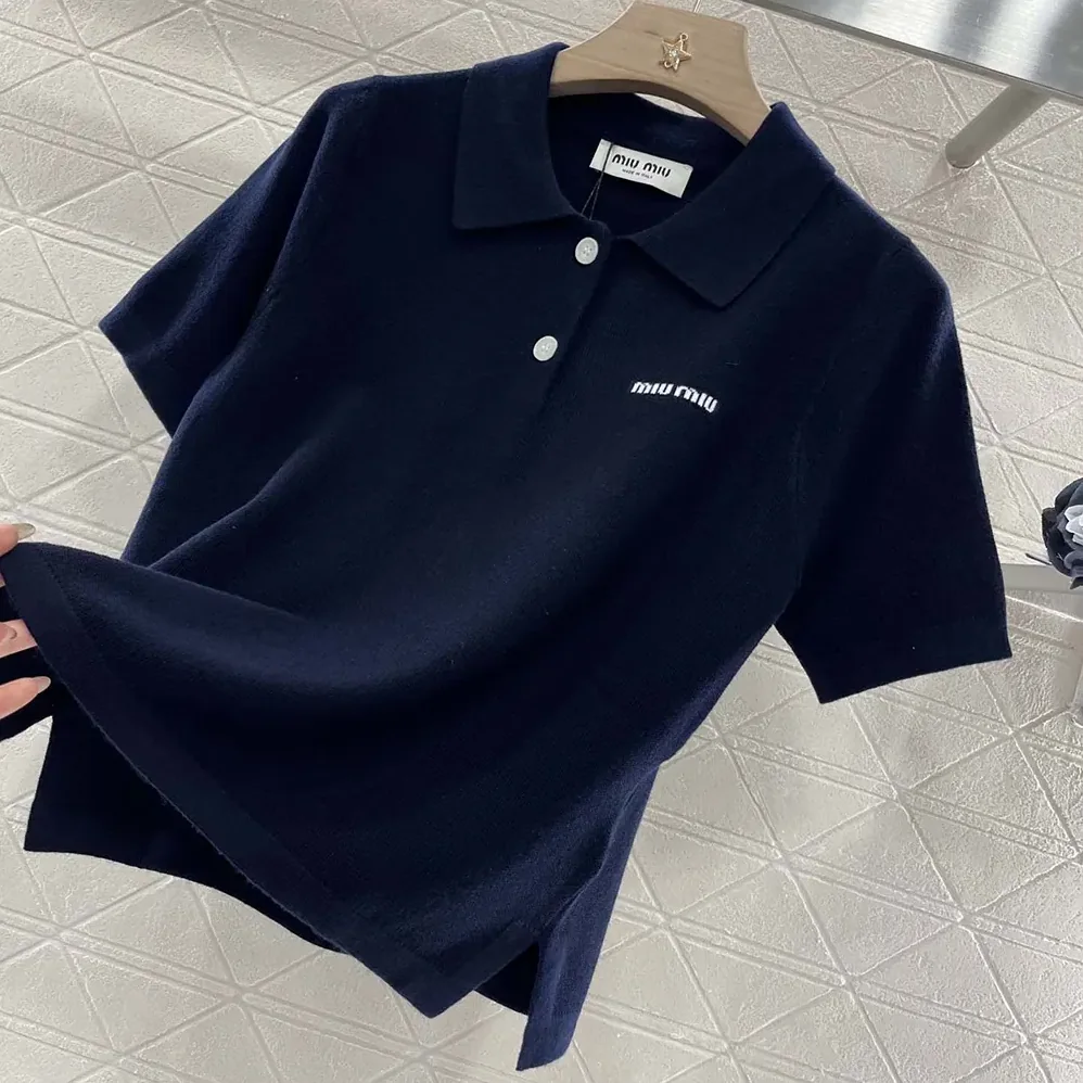 Miu Miu Cotton Piqué Polo Shirt for Women Miu Miu Cotton Piqué Polo Shirt for Women