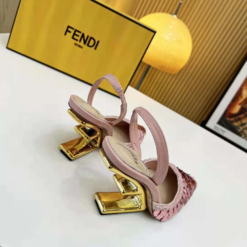 Fendi Colibrì Lite Pink Sequin High for Women in heeled Slingbacks
