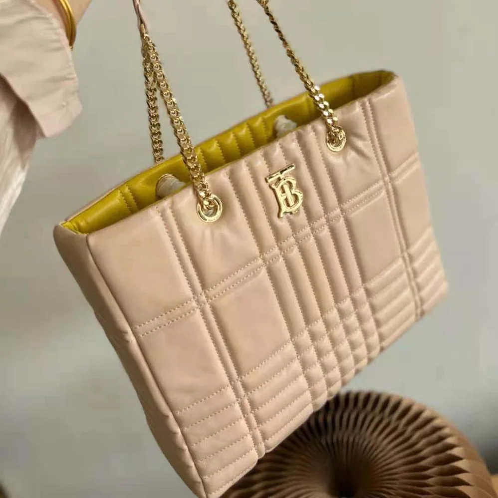 Burberry Medium Quilted Lambskin Lola Shopper Bag for Women in Sandy