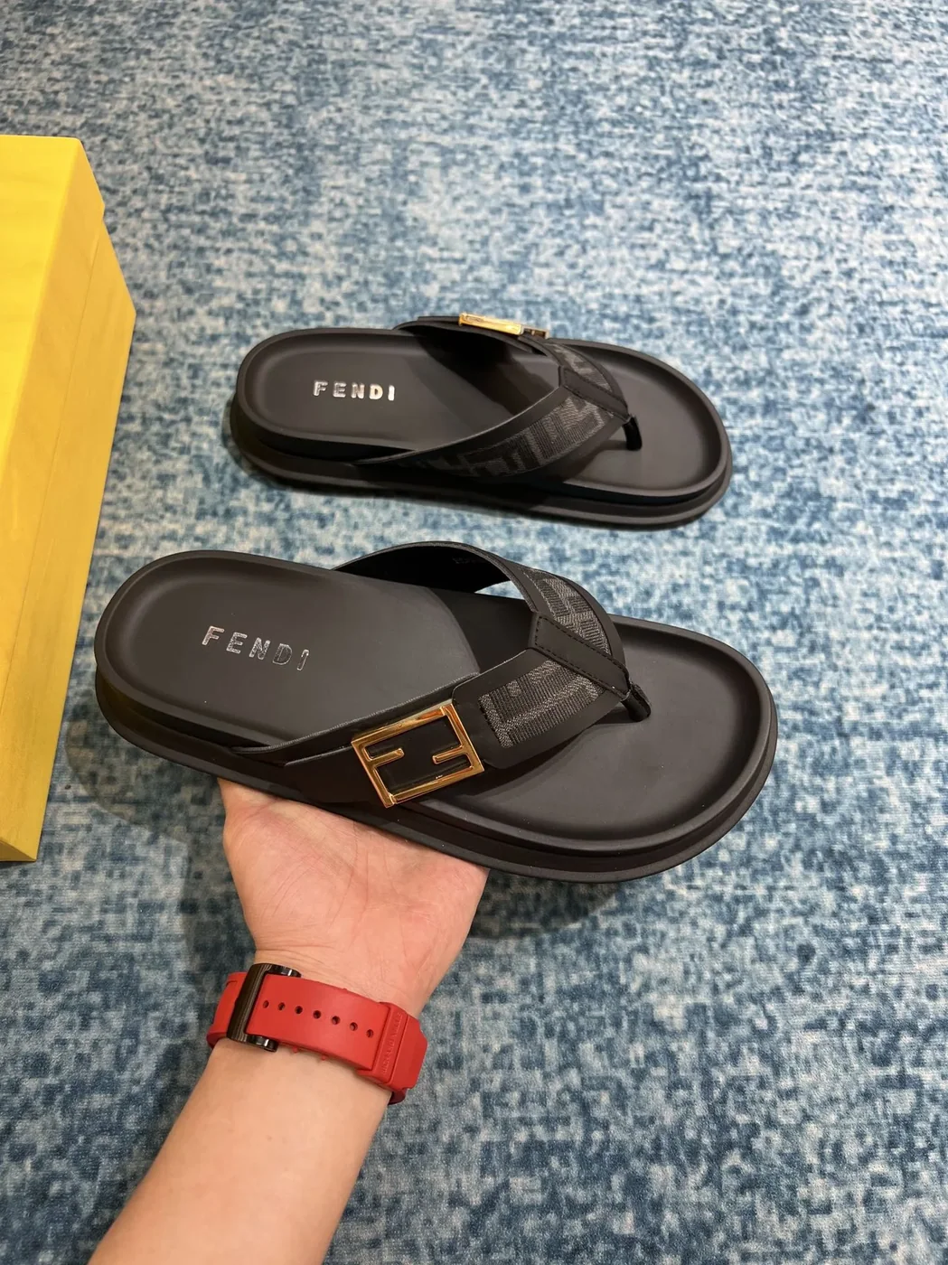 Fendi FF Slides Black Fendi FF Slides Black