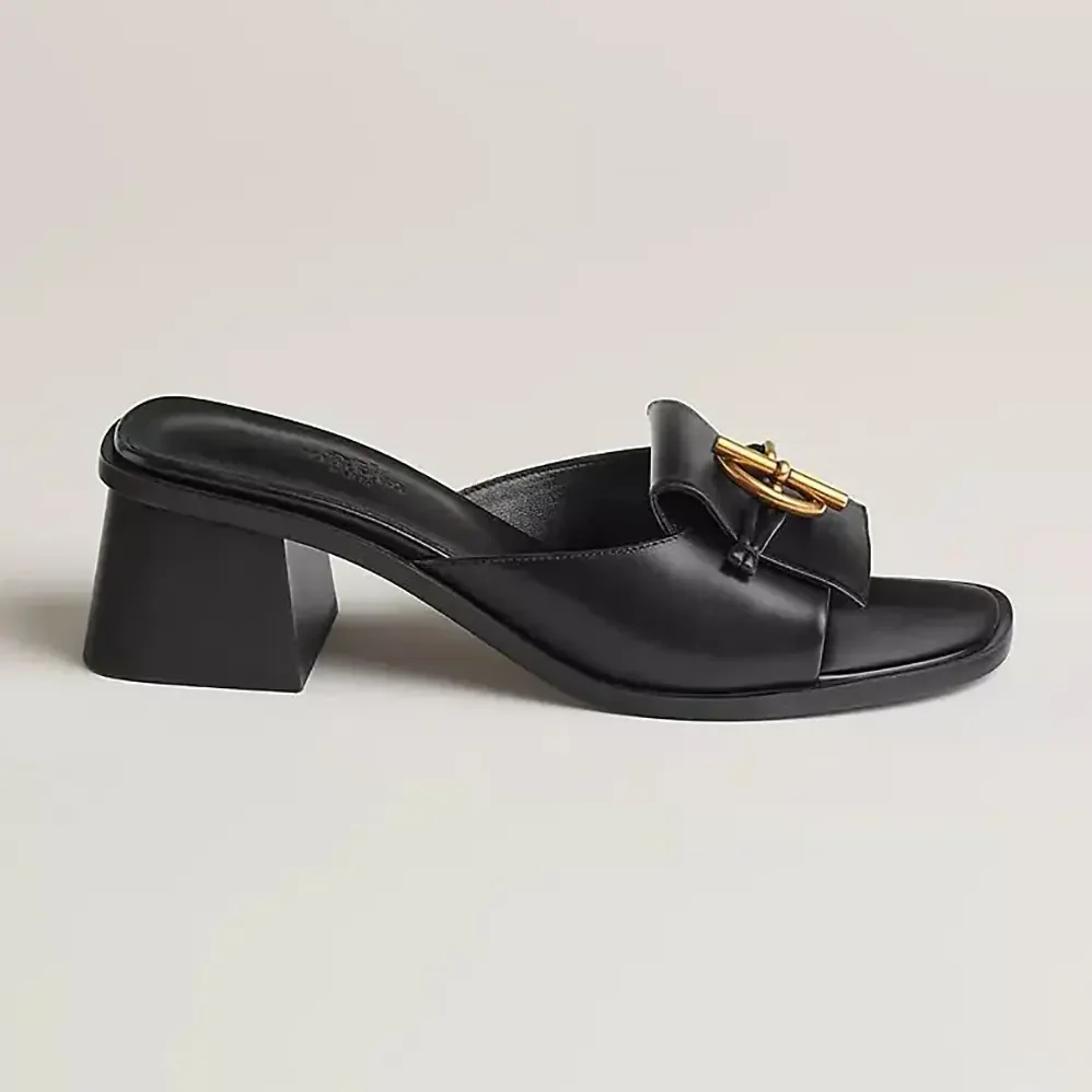 Hermes Ilot 50 Sandal in Calfskin Leather-Black H241142Z for Women Hermes Ilot 50 Sandal in Calfskin Leather-Black H241142Z for Women