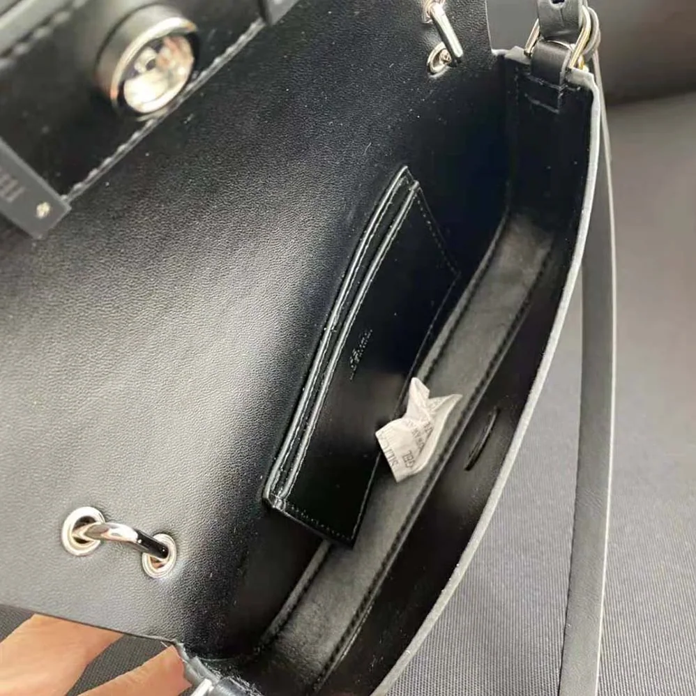 Fendi Baguette Phone Pouch Black Patent Leather Pouch for Women