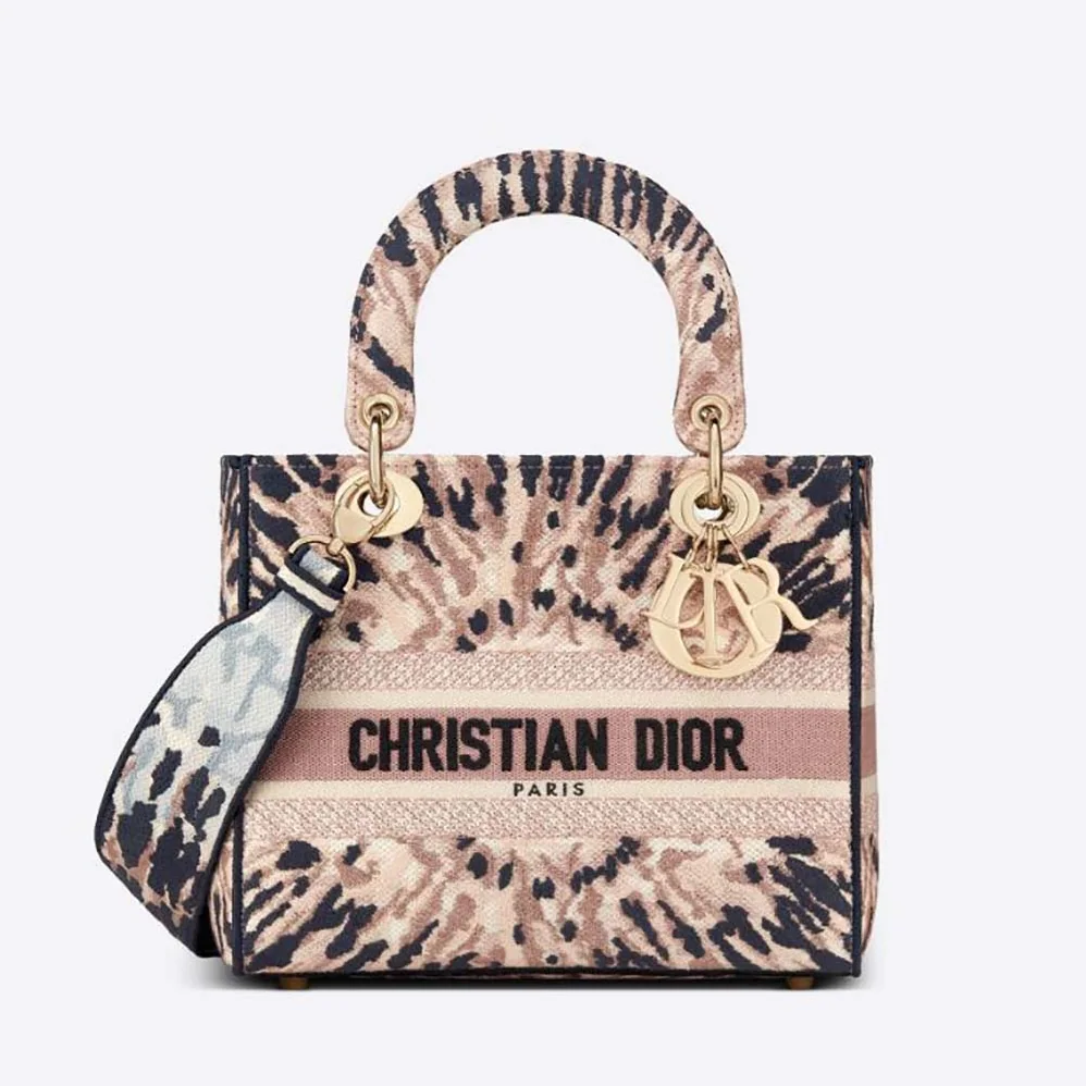Dior Medium Lady D-Lite Bag Multicolor Tie & Dior Embroidery for Women