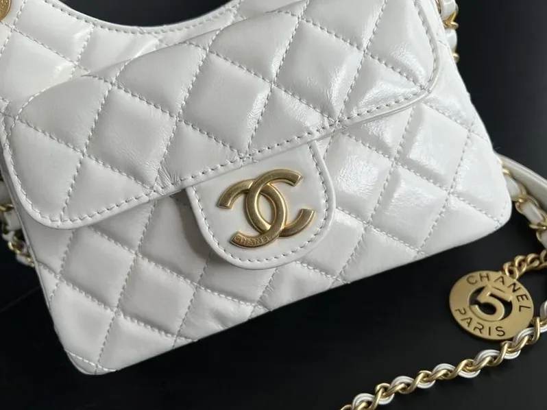 Chanel Small Hobo Bag in White Gold Hardware Chanel Small Hobo Bag in White Gold Hardware