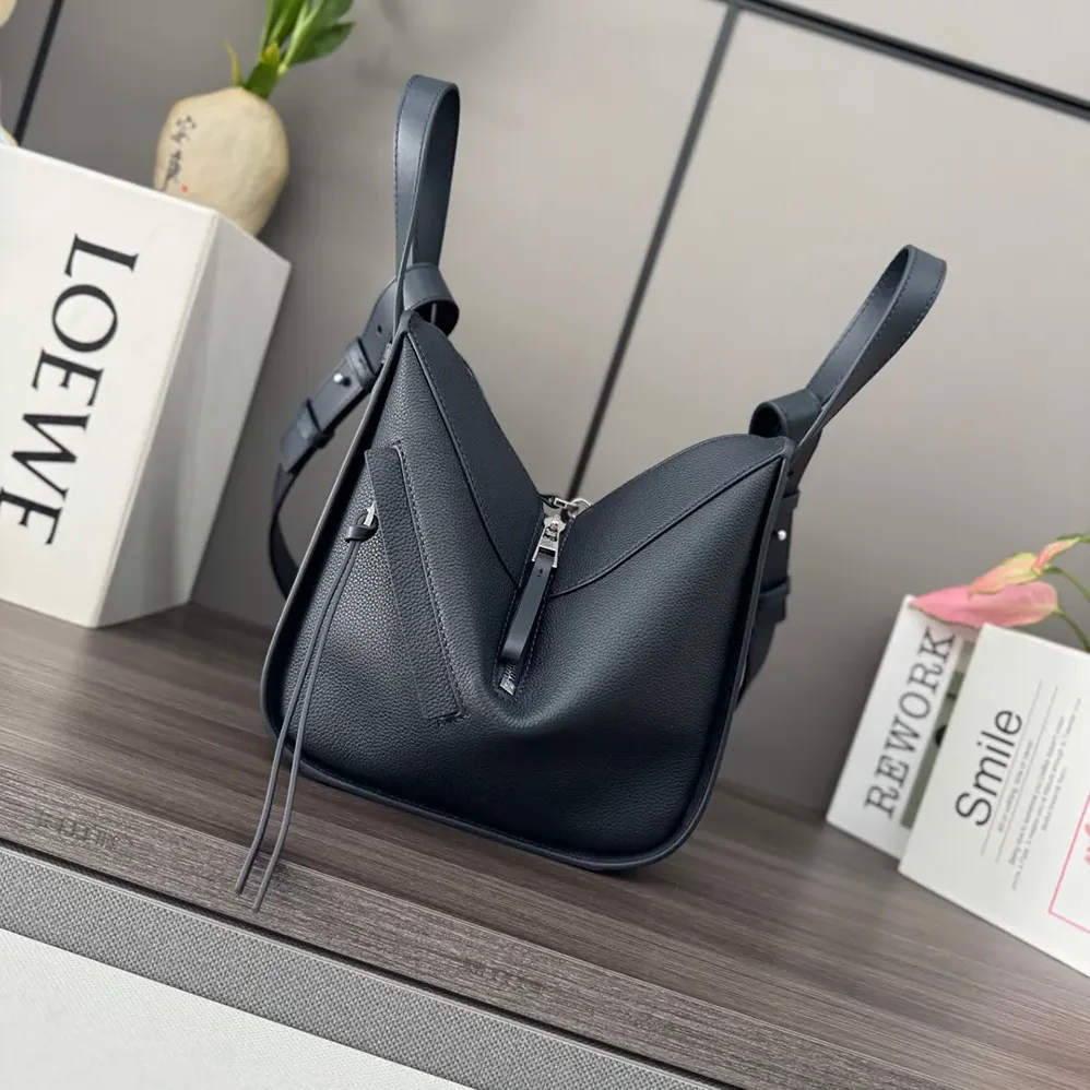 Loewe Compact Hammock Bag in Soft Grained Calfskin for Unisex in Deep Navy