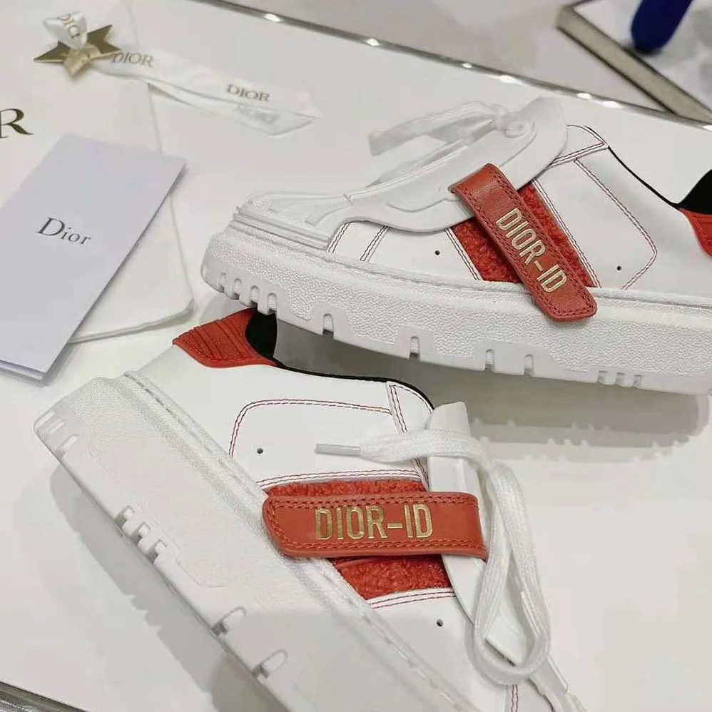 Dior Dior-id Sneaker White Calfskin Terry Cotton for Women in Pink Dior Dior-id Sneaker White Calfskin Terry Cotton for Women in Pink