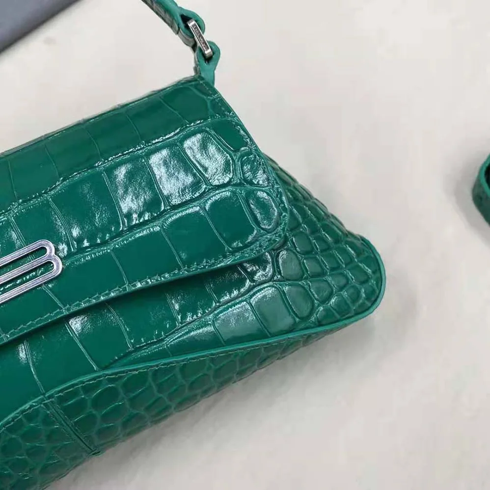 Balenciaga XX Small Flap Bag Crocodile Embossed in Green for Women Balenciaga XX Small Flap Bag Crocodile Embossed in Green for Women