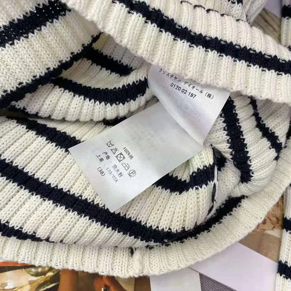 Dior Mariniere Sweater Navy Blue and White Cotton Knit for Women