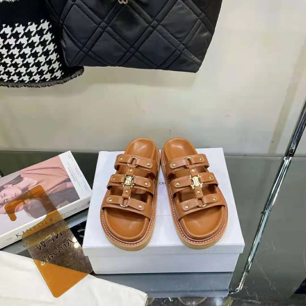 Celine Slides Tippi in Calfskin Vegetal Tanning for Women Celine Slides Tippi in Calfskin Vegetal Tanning for Women
