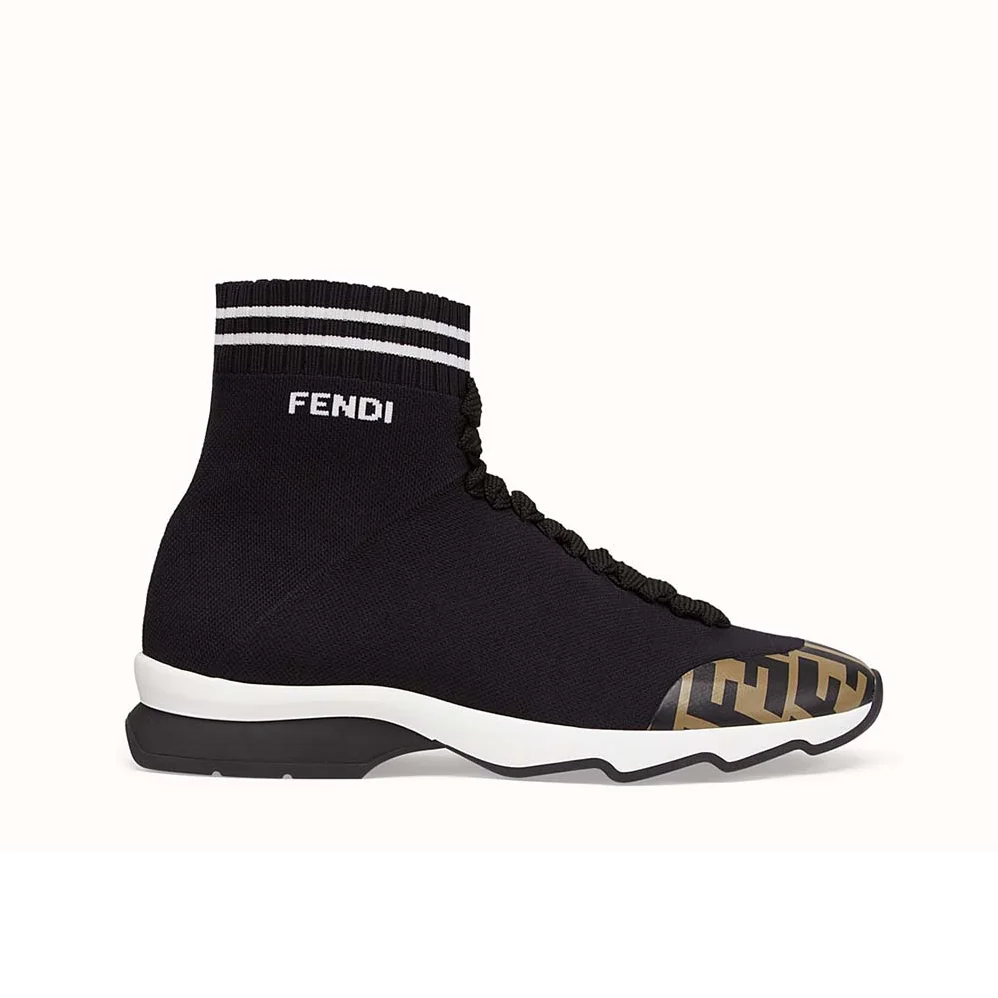 Fendi Shoes Pale Fabric Sneaker Boots for Women in Black