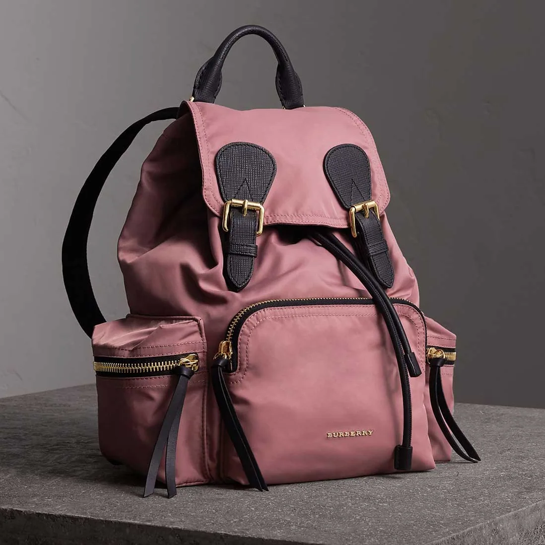 Burberry Medium Rucksack in Technical Nylon and Leather in Pink Burberry Medium Rucksack in Technical Nylon and Leather in Pink
