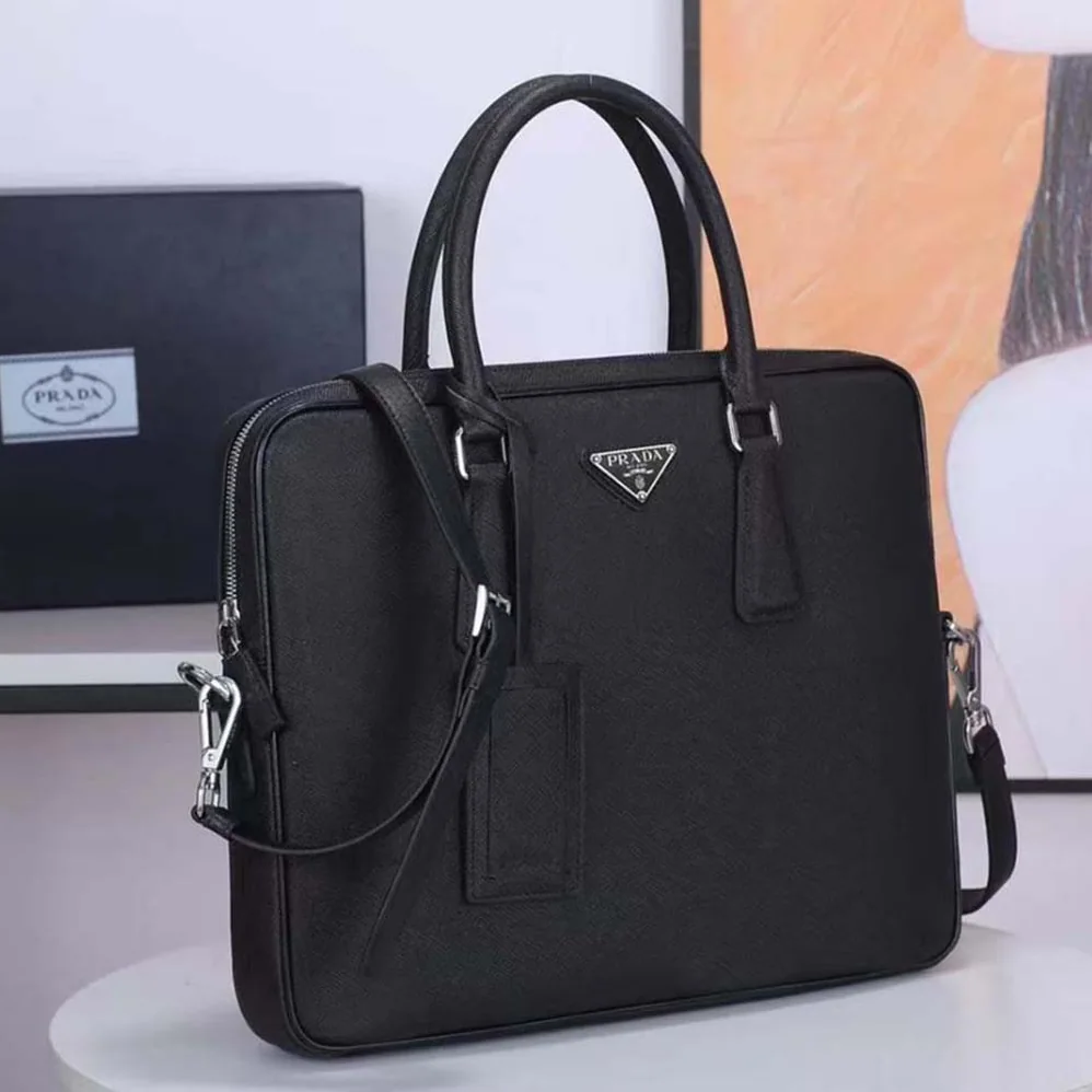 Prada Saffiano Leather Black Briefcase Bag for Men Prada Saffiano Leather Black Briefcase Bag for Men