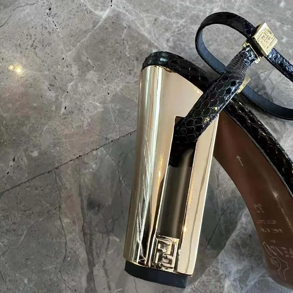 Fendi Delfina Black Karung High for Women in heeled Sandals Fendi Delfina Black Karung High for Women in heeled Sandals