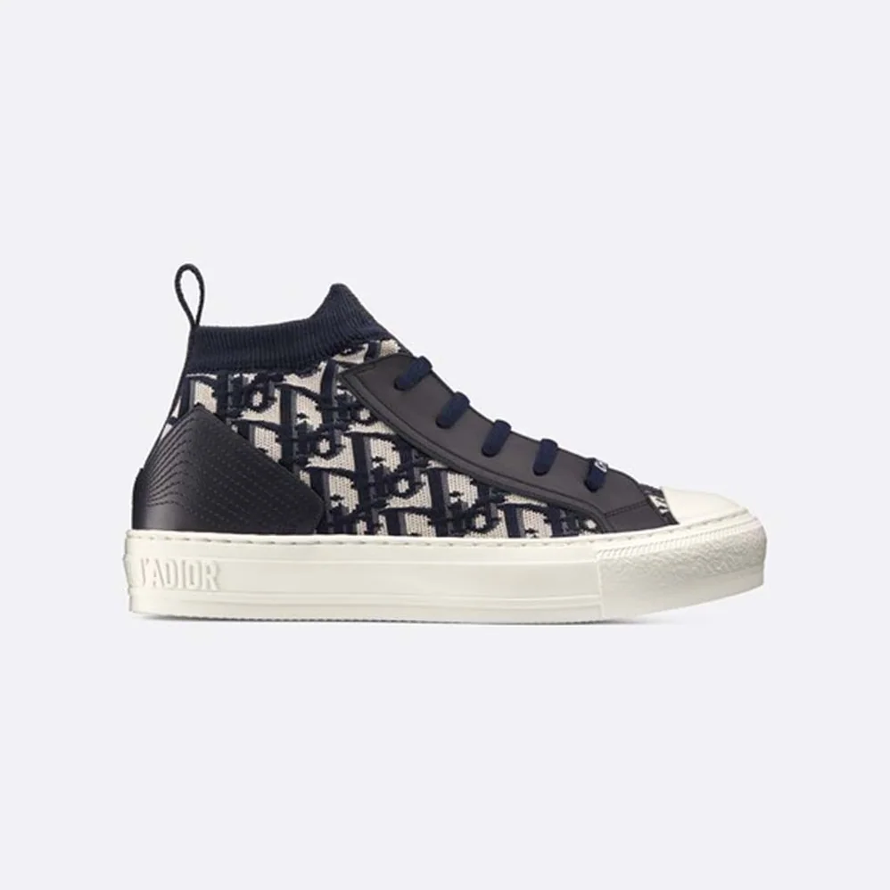 Dior Walk'N'Dior Techincal Knit Oblique Mid-Top Sneaker for Women in Navy