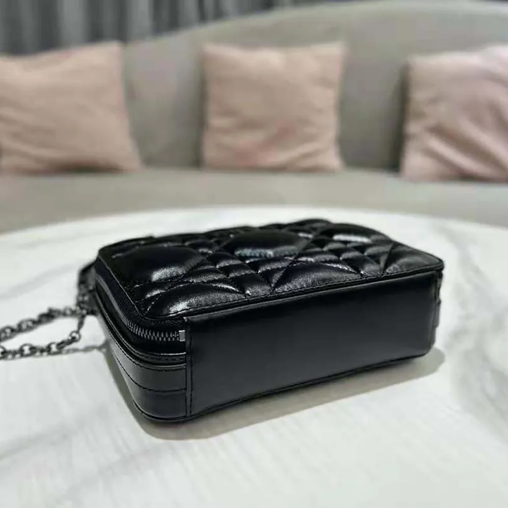 Dior Caro Box Bag with Chain Black Quilted Macrocannage Calfskin for Women Dior Caro Box Bag with Chain Black Quilted Macrocannage Calfskin for Women