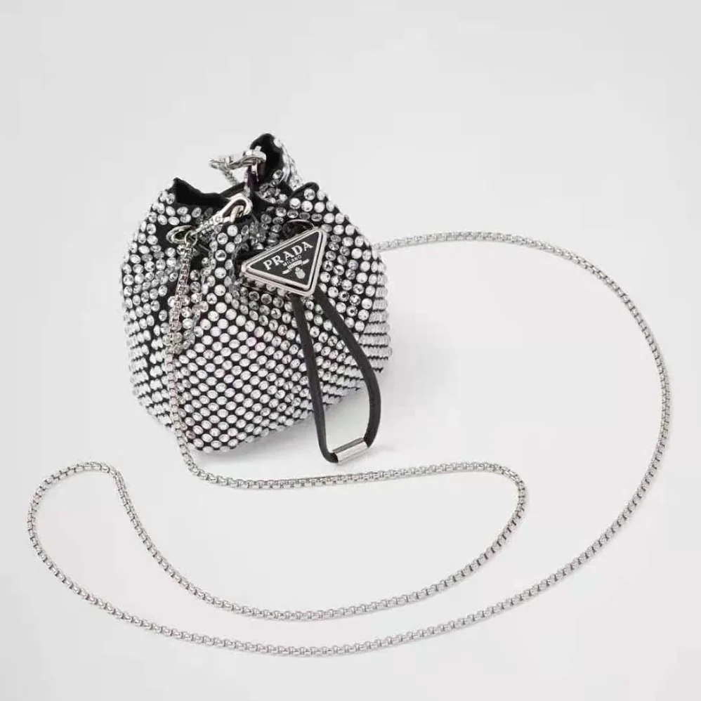 Prada Embellished Satin Mini-Pouch for Women in Black