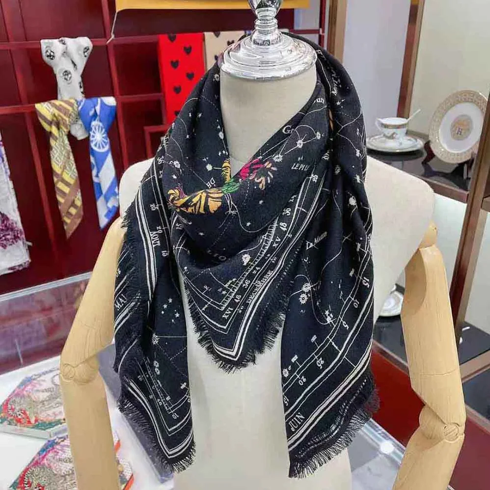 Dior Zodiac Square Scarf Navy Black Silk Twill for Women Dior Zodiac Square Scarf Navy Black Silk Twill for Women