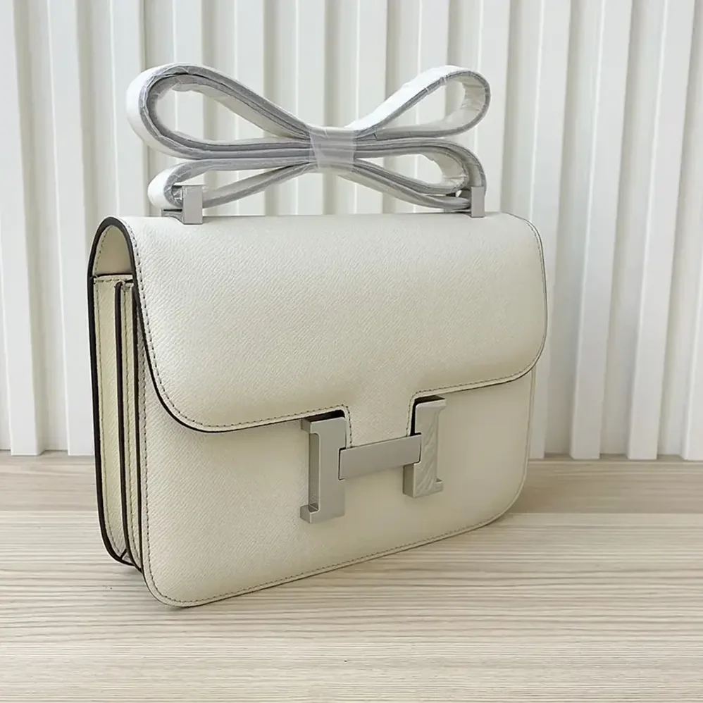 Hermes Constance 24 Bag Epsom Leather for Women in White/Silver