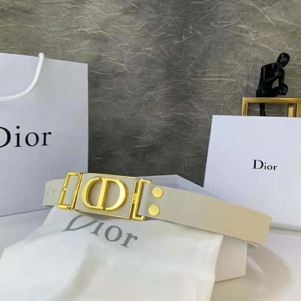 Dior 30 Montaigne Belt White Calfskin, 30 MM for Women